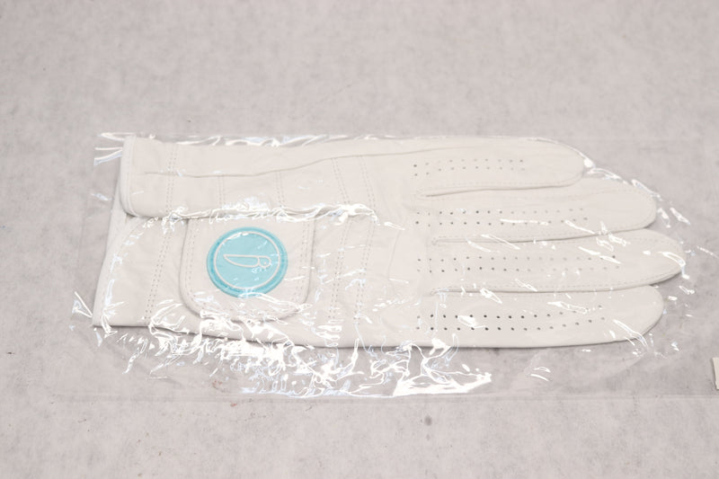 Benzy Men's Left Hand Gloves White w/ Tea//Light Blue Logo