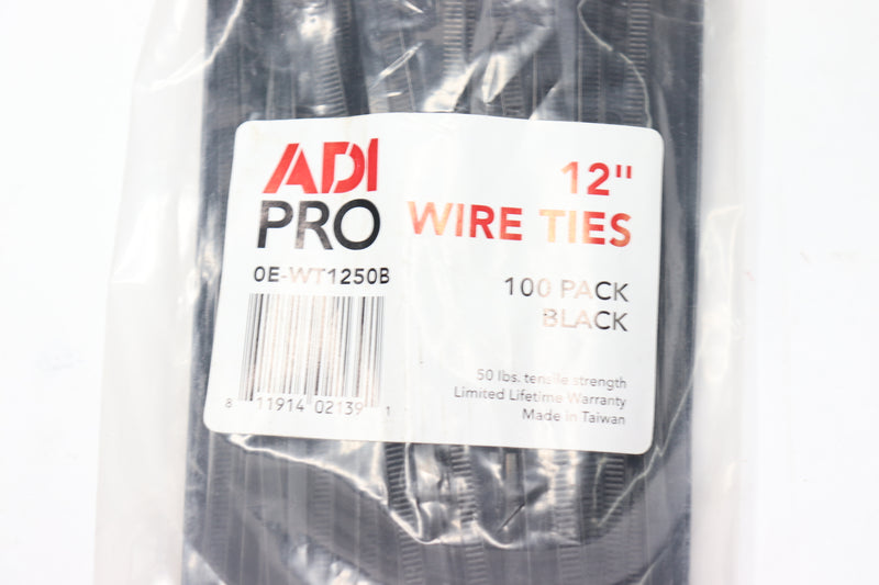(100-Pk) ADI Pro Wire Ties Black 12" 0E-WT12B