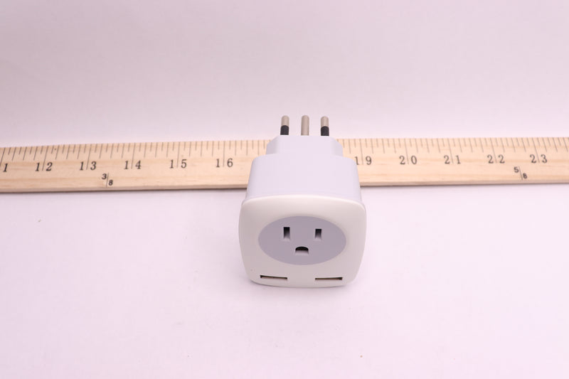 Travel Power Adapter 3-Prong Grounded Plug with Dual USB Charging Ports