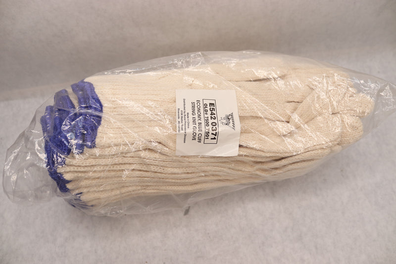 (12 Pairs) Workhorse Economy Knit Gloves w/ Blue Wrist Cuff Edge E542 0371
