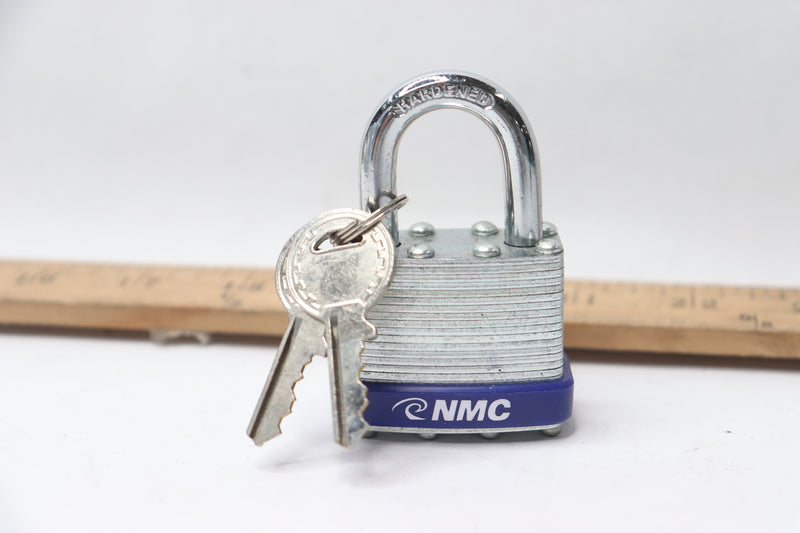 NMC Padlock Laminated Blue with 2 Keys 1-1/2"