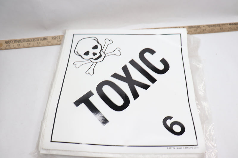 (100-Pk) Uline DOT Placard Toxic Adhesive Vinyl S-3572V