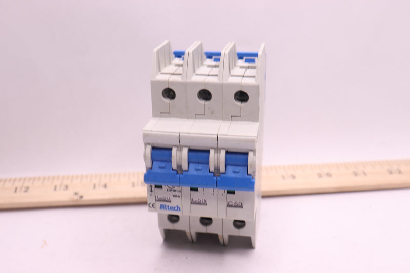 Altech Corp Mini Circuit Breaker Handle DIN Rail 3 Pole 277VAC 50A 3CU50L