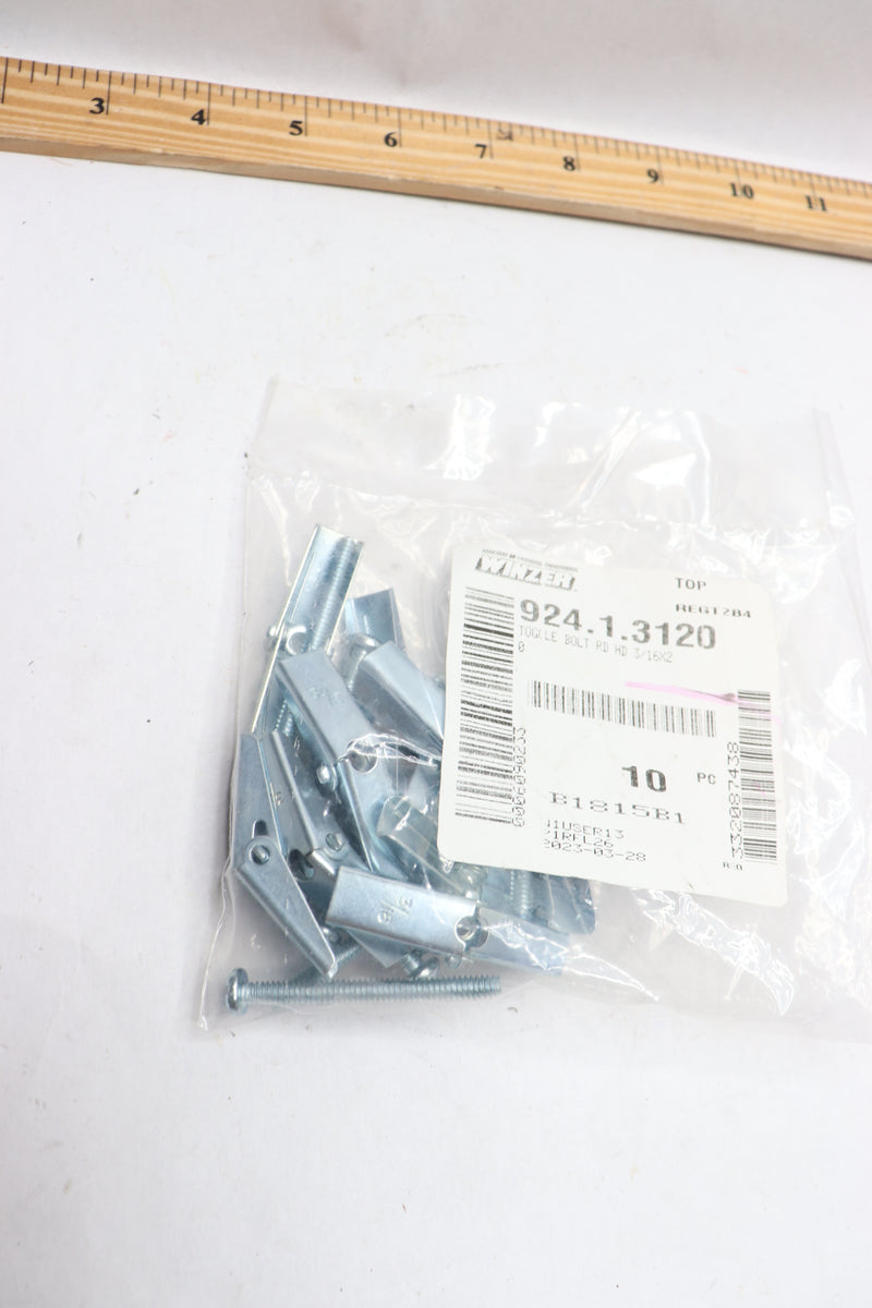 (10-Pk) Winzer Spring Toggle Bolt Zinc Steel 3/16" x 2" 924.1.3120