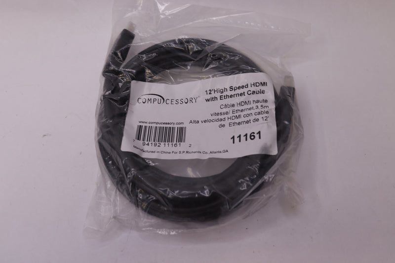 Compucessory HDMI Cable With Ethernet Cable Black 12'