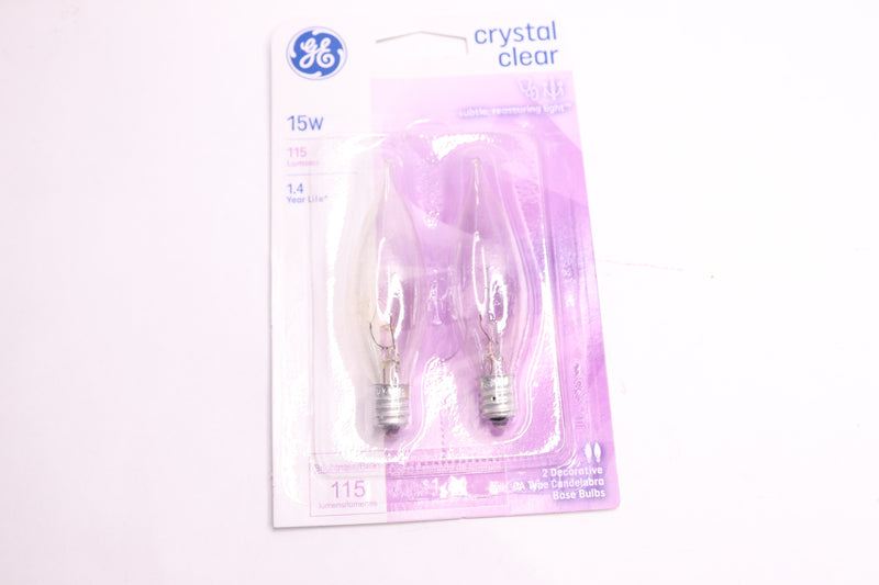 (2-Pk) GE Traditional Lighting Incandescent Deco/Candle Soft White 15W 120V