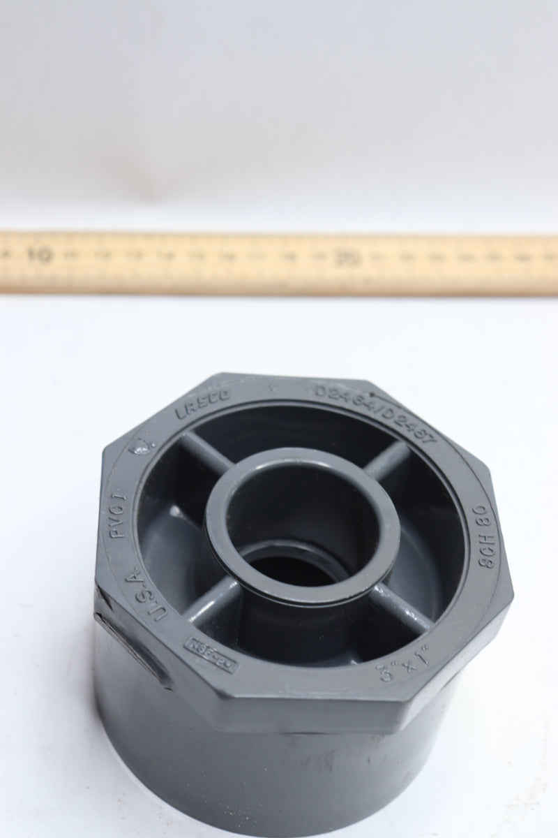 Lasco Schedule 80 Reducer Bushing PVC Spigot x Socket 3" x 1" D2464/D2467