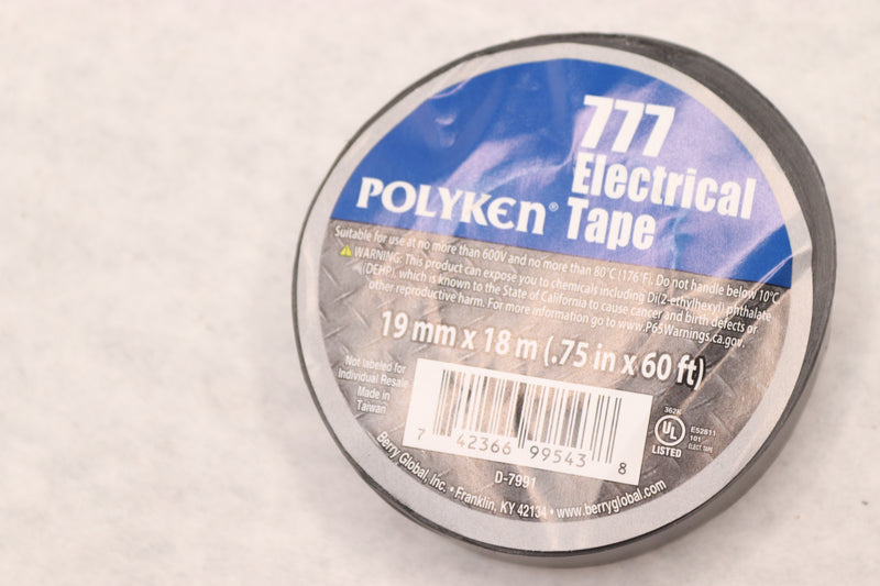 Polyken Electrical Tape Black 7 mil Thick x 60' Length x 3/4" Width 777