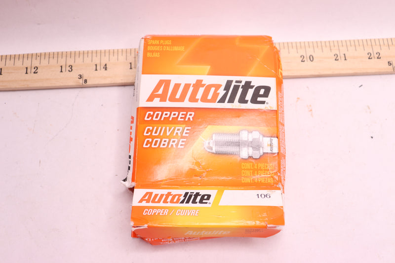 (4-Pk) Autolite Copper Core Spark Plugs Resistor Tapered Seat 14MM x 1.25 Thread