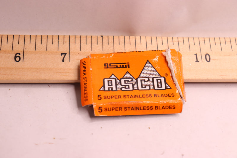 (5-Pk) Asco Safety Razor Blades Super Stainless Steel Orange