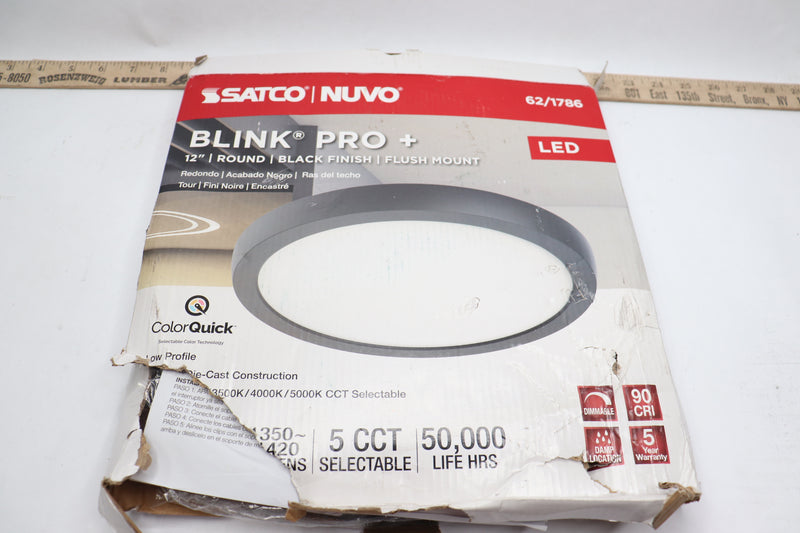 Satco Round Surface Mount LED CCT 19.5 Watt Black Finish 12" 62/1786