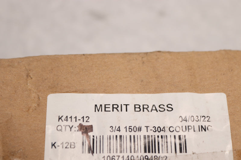 Merit Brass Coupling 304 Stainless Steel Class 150 300 psi 3/4" K411-12