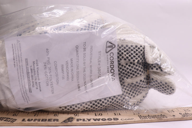 (24-Pk) Cordova Economy Weight Poly/Cotton Machine Knit Natural  PVC Dots