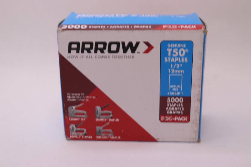(5000-Pk) Arrow Fastener Staples Galvanized Steel 1/2" 508IP