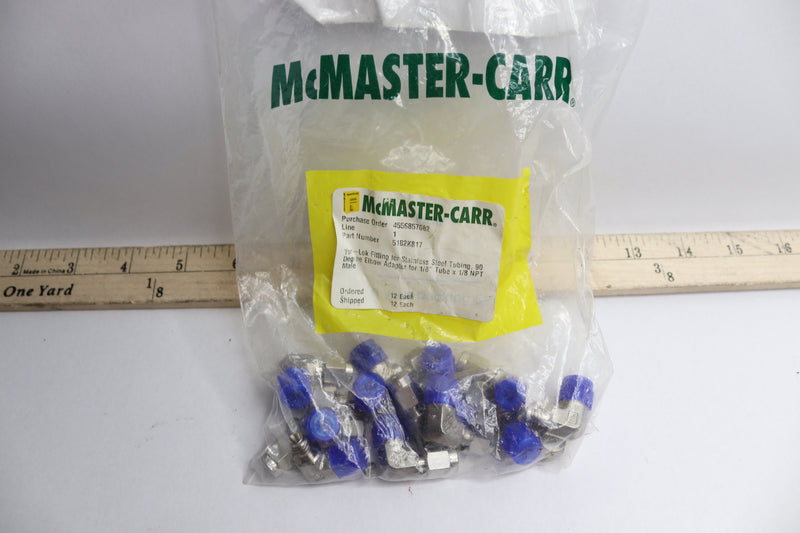 (12-Pk) McMaster-Carr Tube Male Pipe NPT 90 Degree Elbow Stainless Steel
