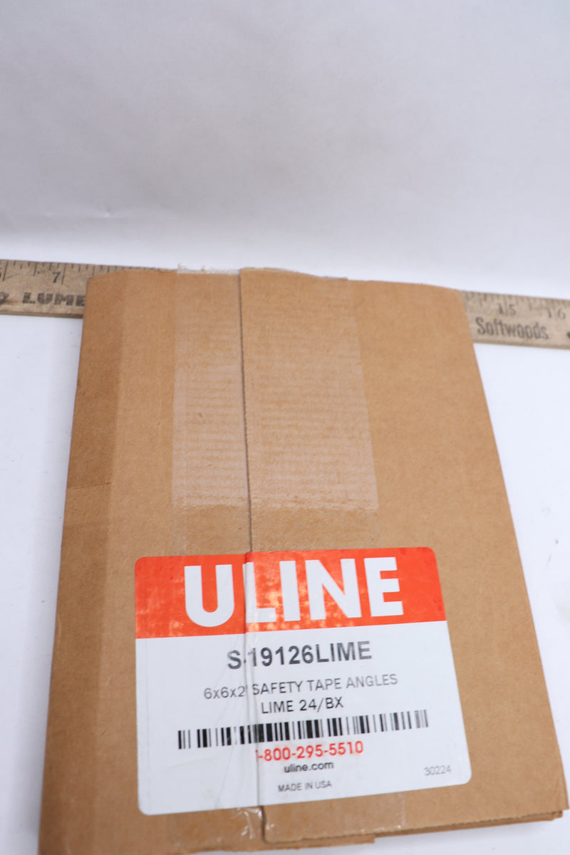 (24-Pk) Uline Mighty Line Deluxe Safety Tape Angles Lime 6" x 6" x 2"