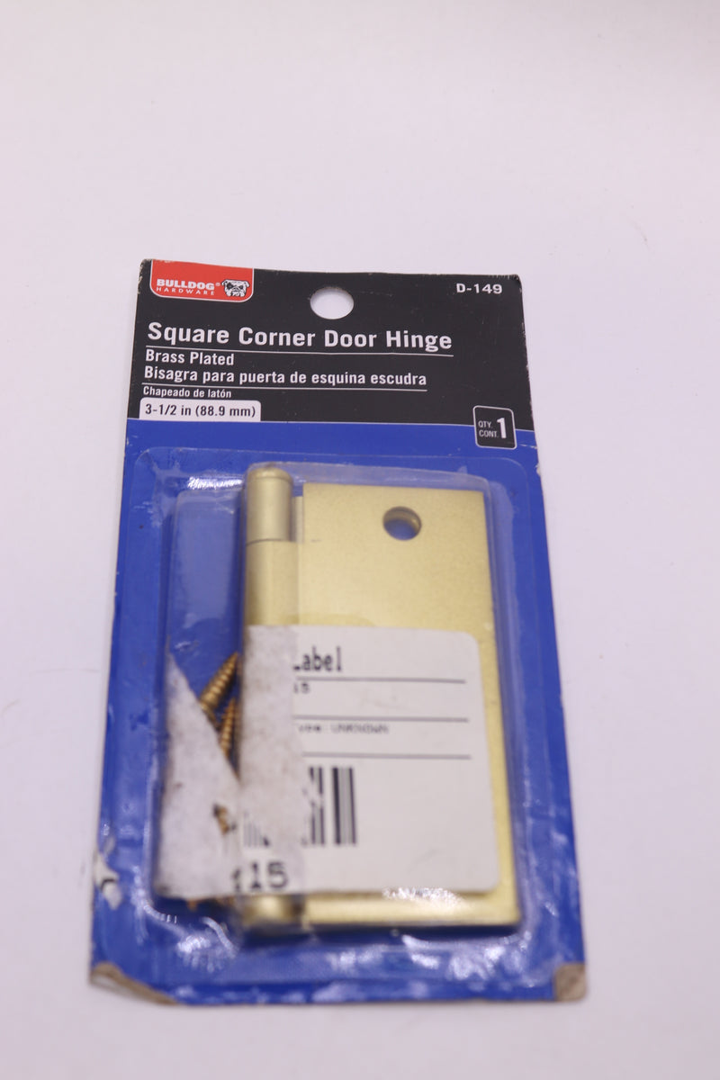 Bulldog Corner Door Hinge Polished Brass 3.5" 121246