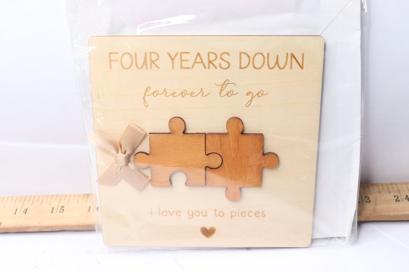 4 Years Anniversary Wooden Gift Card For Husband Wife