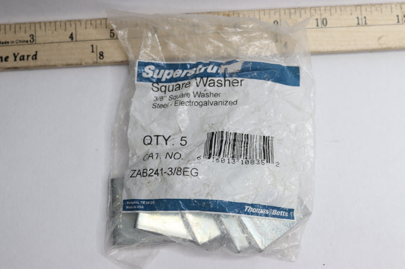 (5-Pk) Superstrut Square Strut Washer Silver Galvanized 3/8" ZAB241-3/8EG