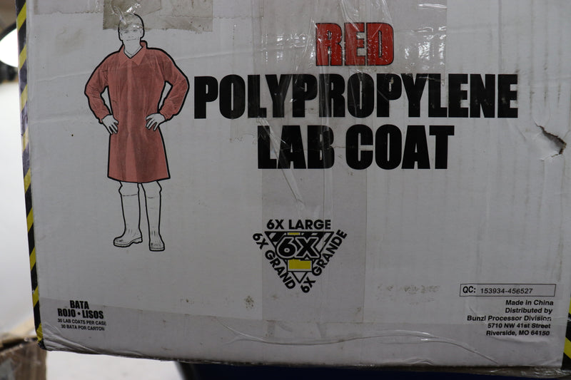 (30-Pk) Workhorse Disposable Red Polypropylene Lab Coat Red 6XL E542 0334