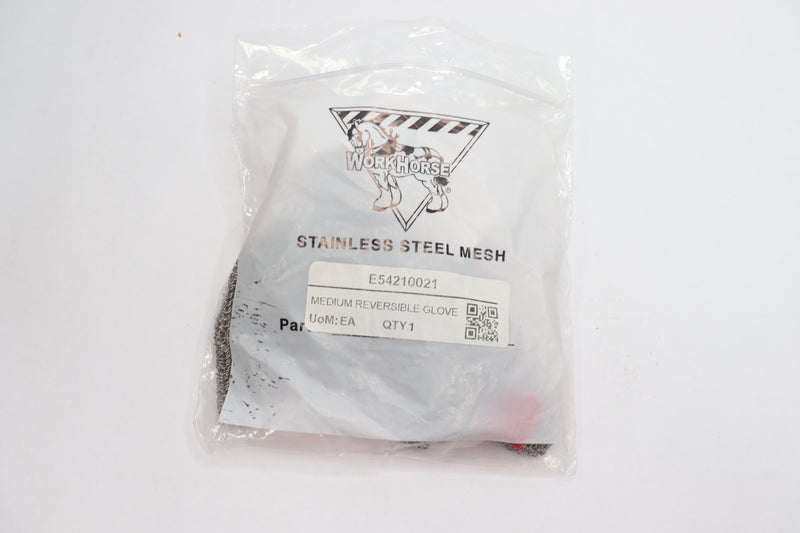 Workhorse Metal Mesh Glove Stainless Steel Medium Red Strap