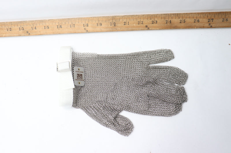 WorkHorse Metal Mesh Gloves Wrist Length White Cuff Stainless Steel Size Small