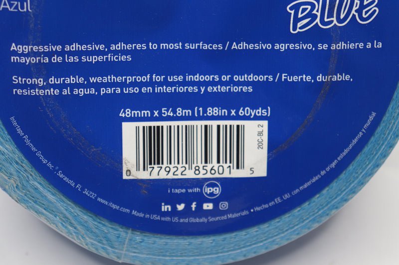 IPG Job Site Duct Tape Plastic Blue 1.88" x 60 yds 20C-BL 2
