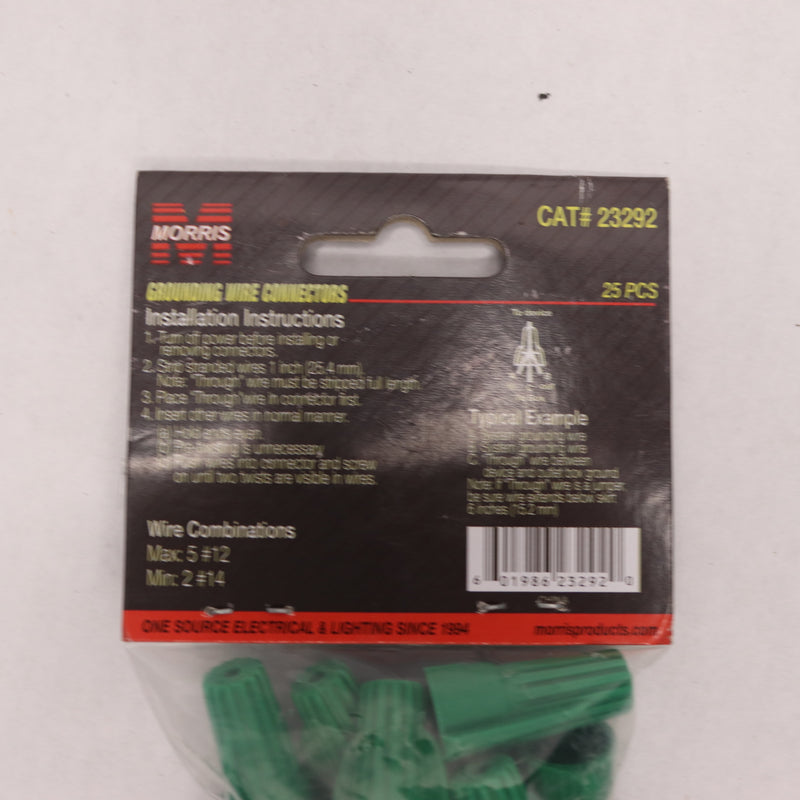(25-Pk) Morris Grounding Wire Connectors Type 14 - 10 Awg Green 23292