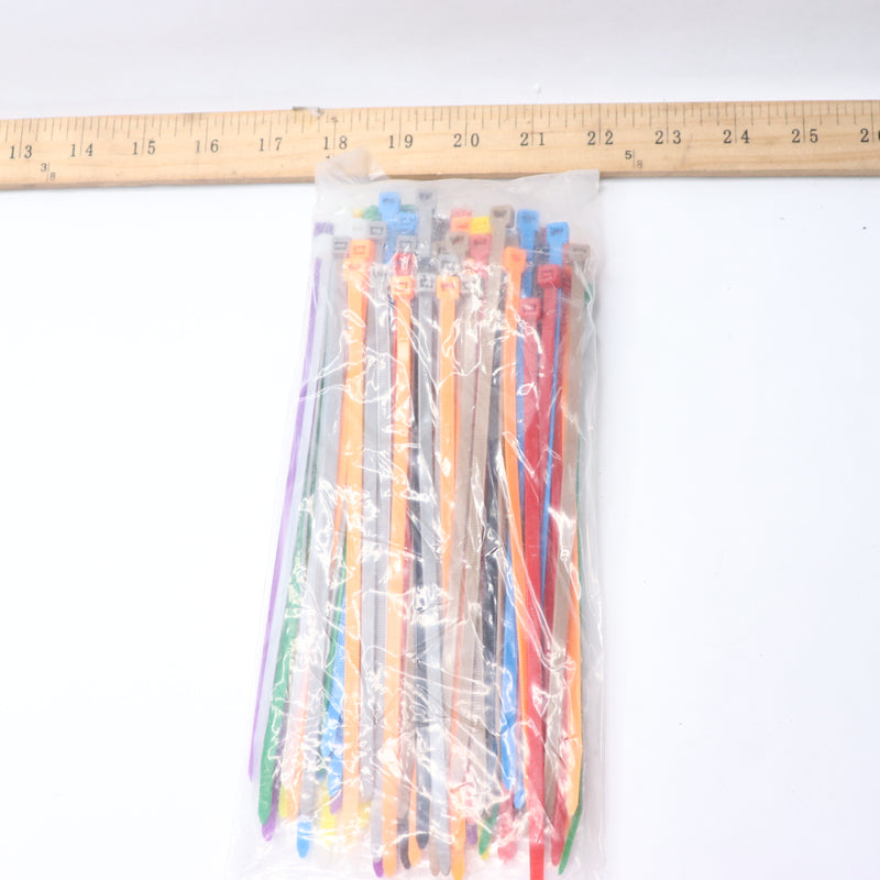 (100-Pk) Forney Cable Tie Nylon Assorted Color 50 Lbs 8" x .19" x .06" 62025