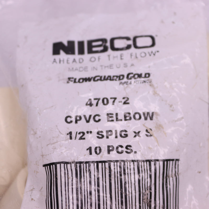 (10-Pk) Nibco 90-Degree Elbow Fitting CPVC 1/2" 4707-2
