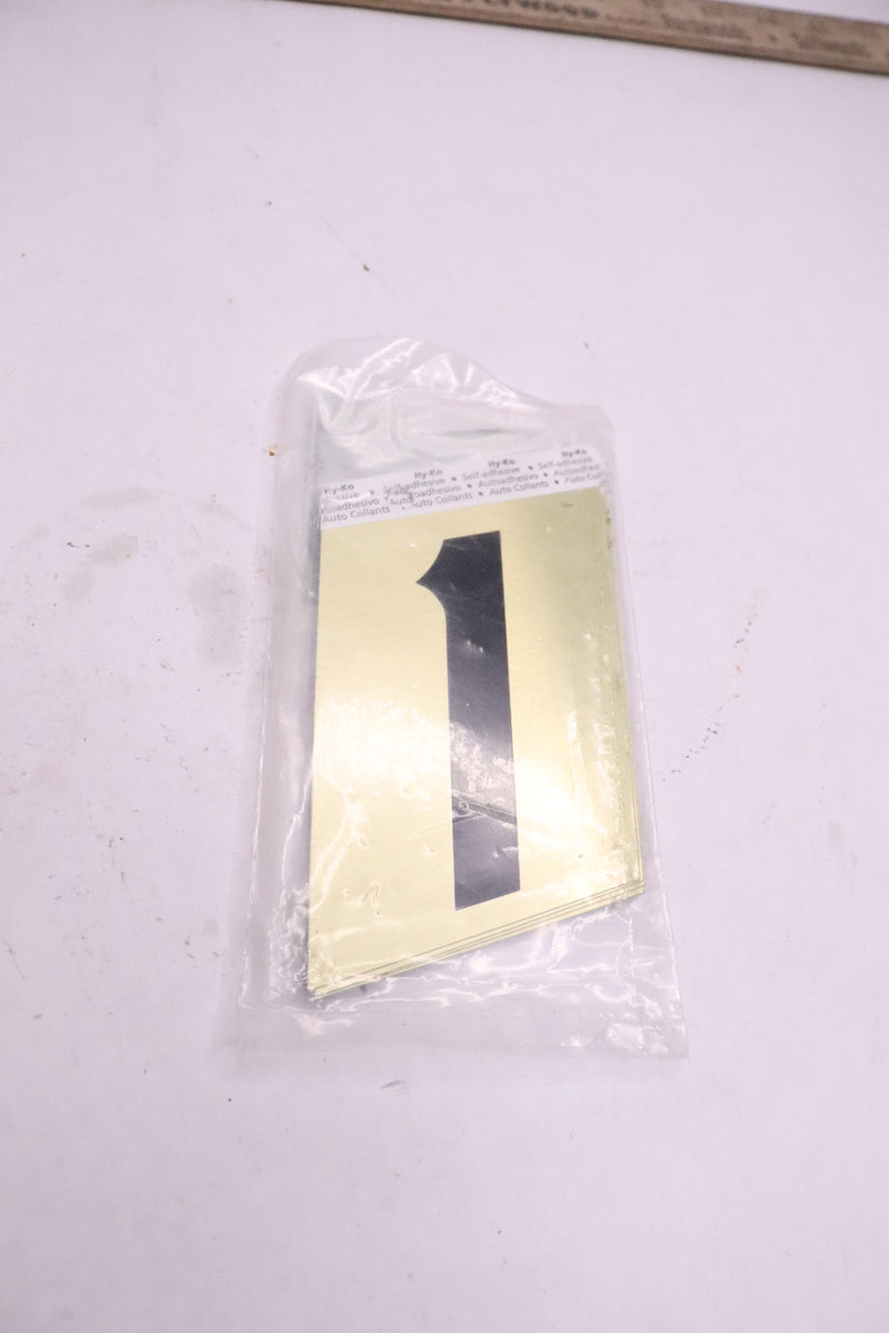 (10-Pk) Hy-Ko Self-Adhesive Number Black/Gold Aluminum 3.5" GG-25/1
