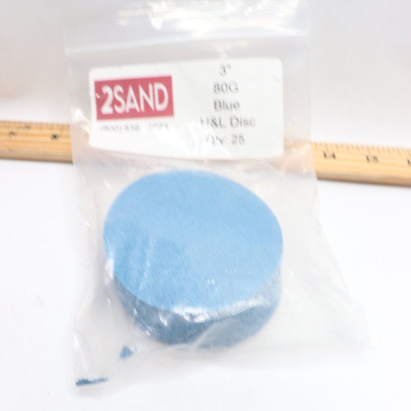 (25-Pk) 2Sand Quick-Change Sanding Disc Zirconia Alumina 80-Grit 3" Dia