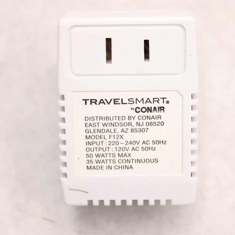 Conair Travel Smart Transformer Voltage Converter White F-12 50W 220V F12X