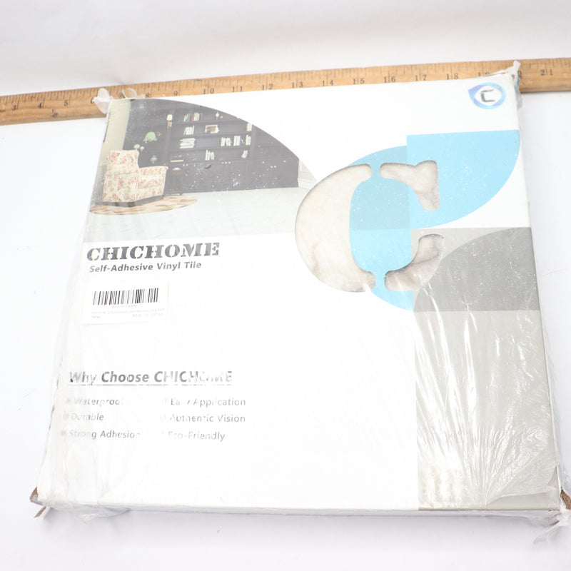 (32-Pk) Chichome Vinyl Peel and Stick Floor Tile Square White 12" x 12"