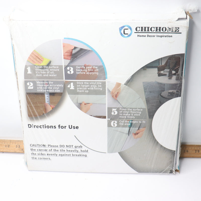 (32-Pk) Chichome Vinyl Peel and Stick Floor Tile Square White 12" x 12"