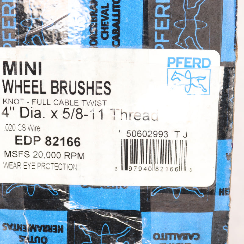 Pferd Mini Wheel Brush Full Cable Twist Knot Wheel 4" D x 5/8"-11 Thread