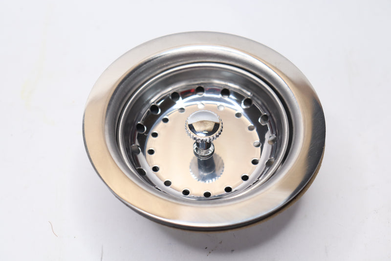 Drain Assembly with Strainer Basket and Rubber Stopper Stainless Steel 3-1/2"