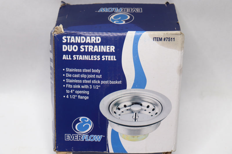 Drain Assembly with Strainer Basket and Rubber Stopper Stainless Steel 3-1/2"