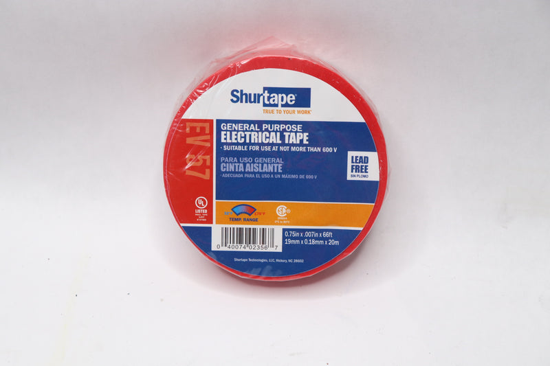 ShurTape Electrical Tape Red 0.75" x .007" x 66'