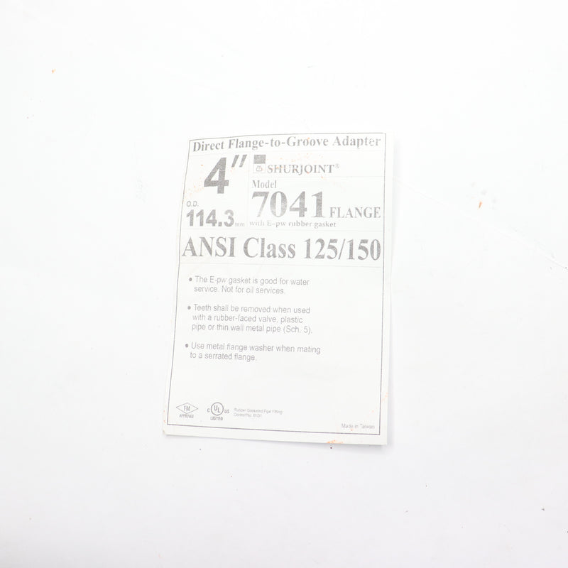 Shurjoint Grooved Flange Adapter ANSI Class 125/150, Ptd. Orange 4" 7041