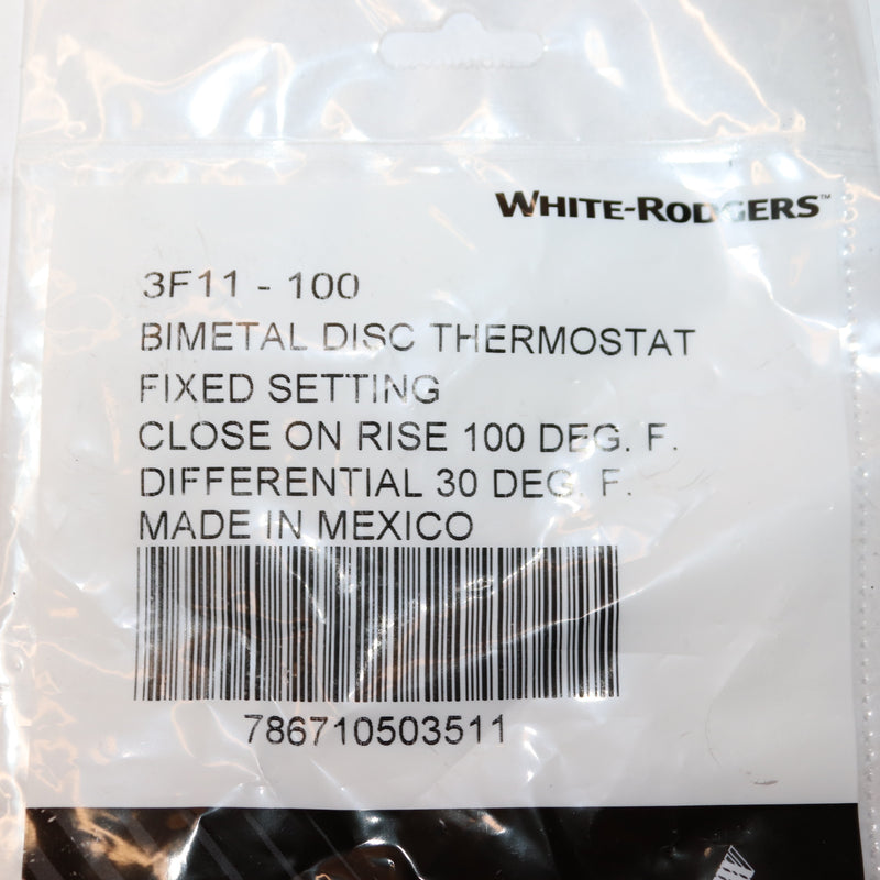Emerson Bimetal Disc Thermostat Close on Rise SPST 93-107 Deg F 120/240VAC