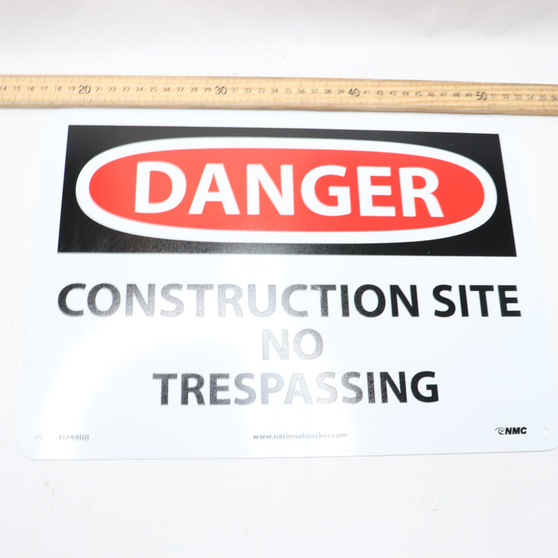 NMC Danger - Construction Site No Trespassing Sign Rigid Plastic 14" x 10"