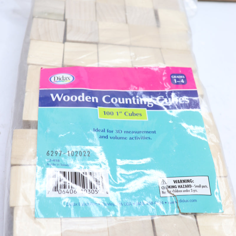 (100-PK) Didax Wooden Counting Cubes Plain 1" 2-418
