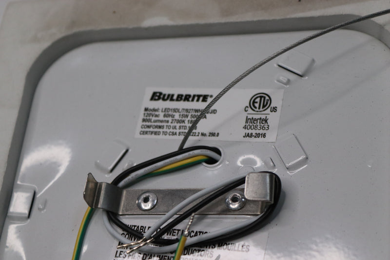Bulbrite 15W LED Flush Mount Square Dimmable JA8 2700K 120V White