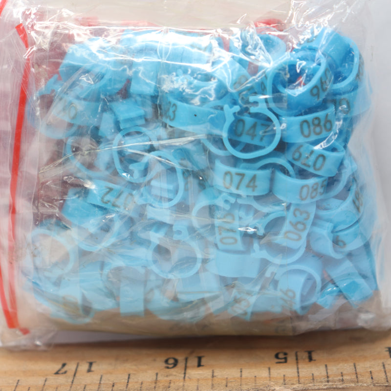 (200-Pk) Plastic Chicken Leg Rings With Numbered Blue And Red