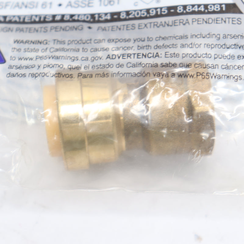 Mainline Brass Connect Copper Push to Connect 1/2" x 1/2" FNPT Adapter MLU072LF