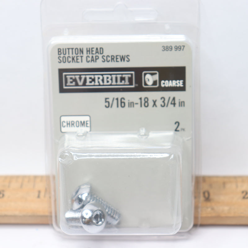 (2-Pk) Everbilt Button Head Socket Cap Screw Chrome 5/16"-18 x 3/4"