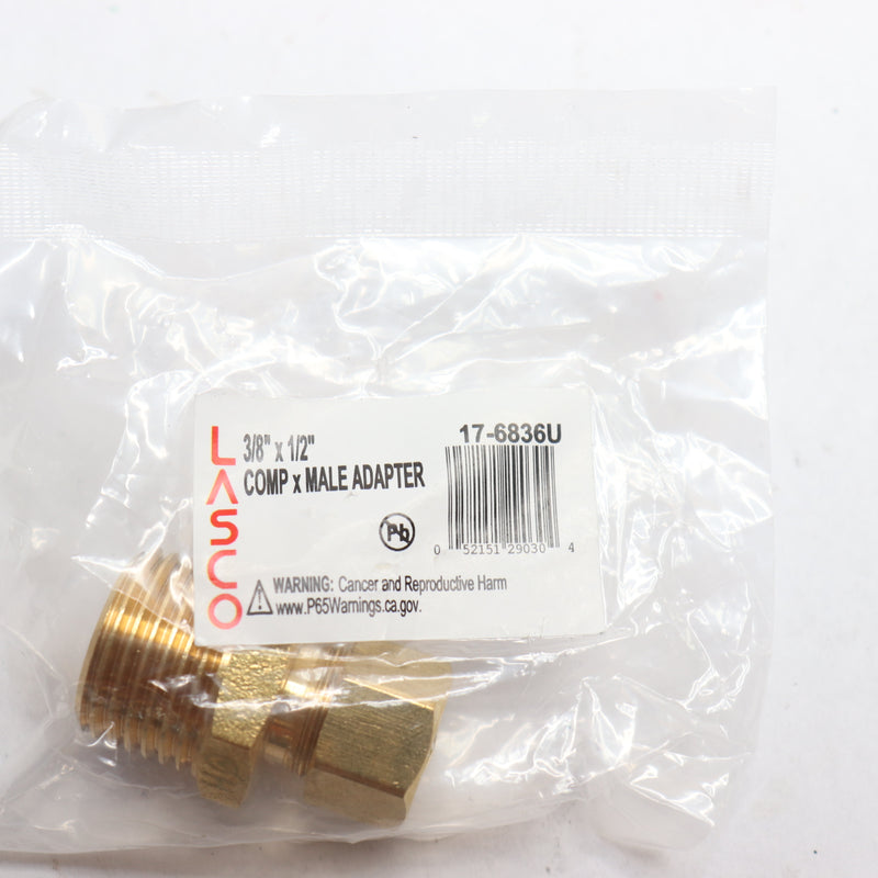 Lasco Adapter Brass 3/8" Compression x 1/2" Male Pipe Thread 17-6836U