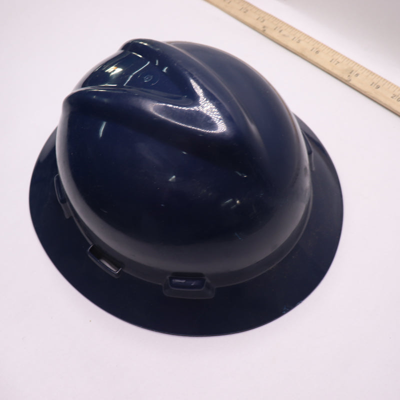 MSA Full-Brim Hard Hat w/ Suspension Polyethylene Shell Navy Blue - No Harness