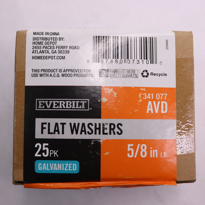 (25-Pk) Everbilt Flat Washer Galvanized 5/8" 341 077